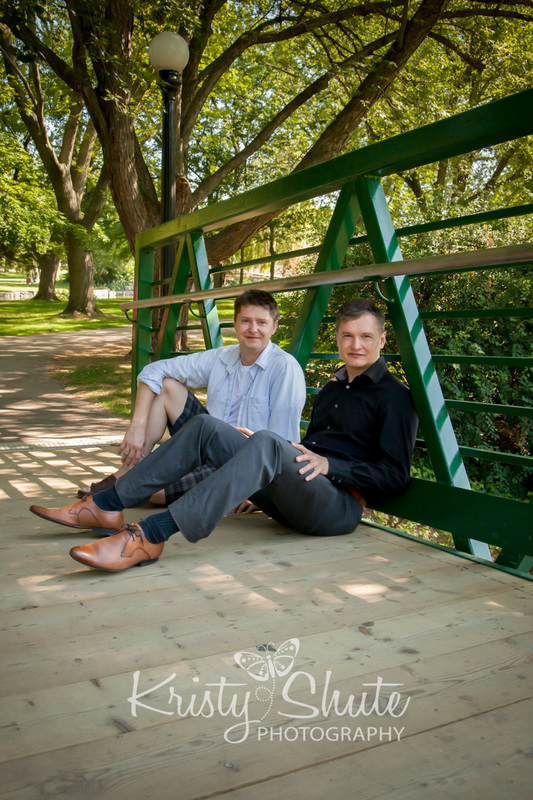Kristy Shute Photography Victoria Park Kitchener Waterloo Family Photo Session Brothers on a Bridge