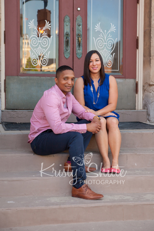 Kristy Shute Photography Cambridge Galt Engagement Session Spring Stairs