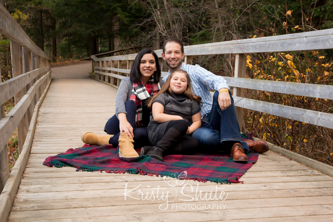 Kristy Shute Photography, Kitchener, Ontario, Huron Natural Area, Fall, Holiday, Family Session, Bridge